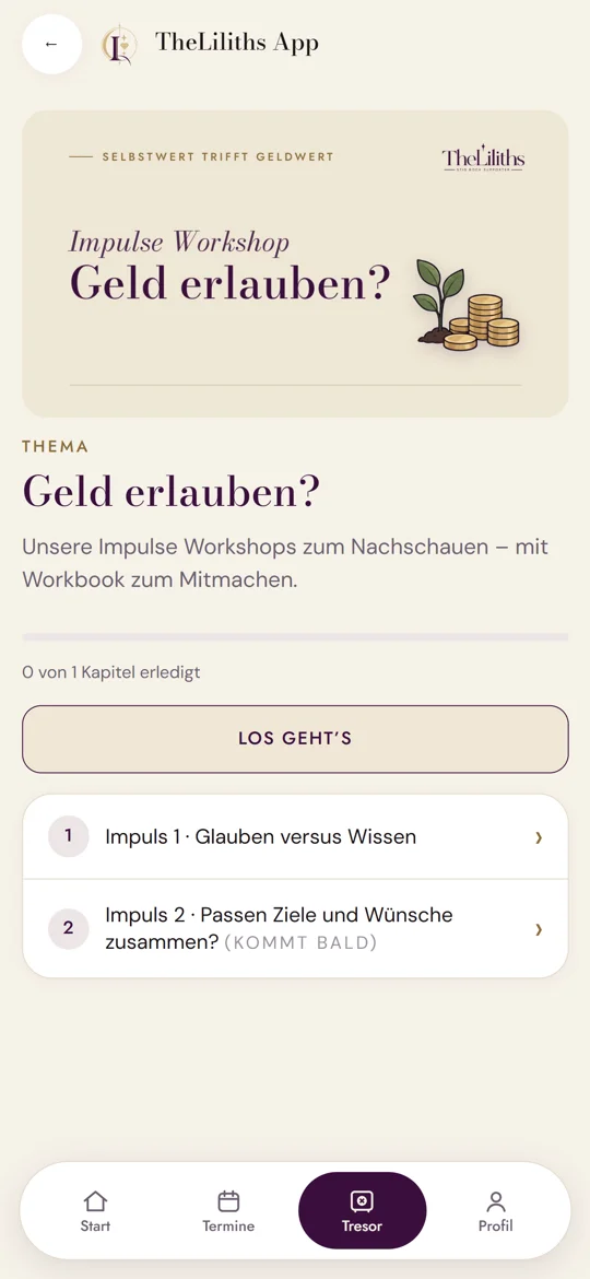 Thema im Kursbereich mit Fortschritt und Kapiteln zum Antippen
