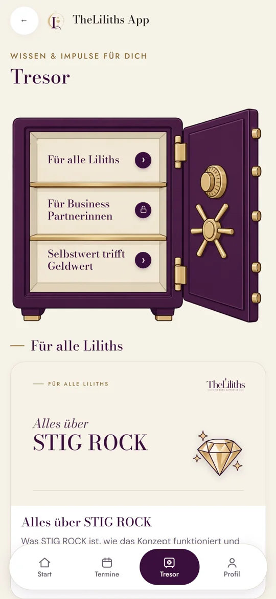 Kursbereich in der App: Fächer mit Themen, ein Fach mit Schloss nur für freigegebene Personen